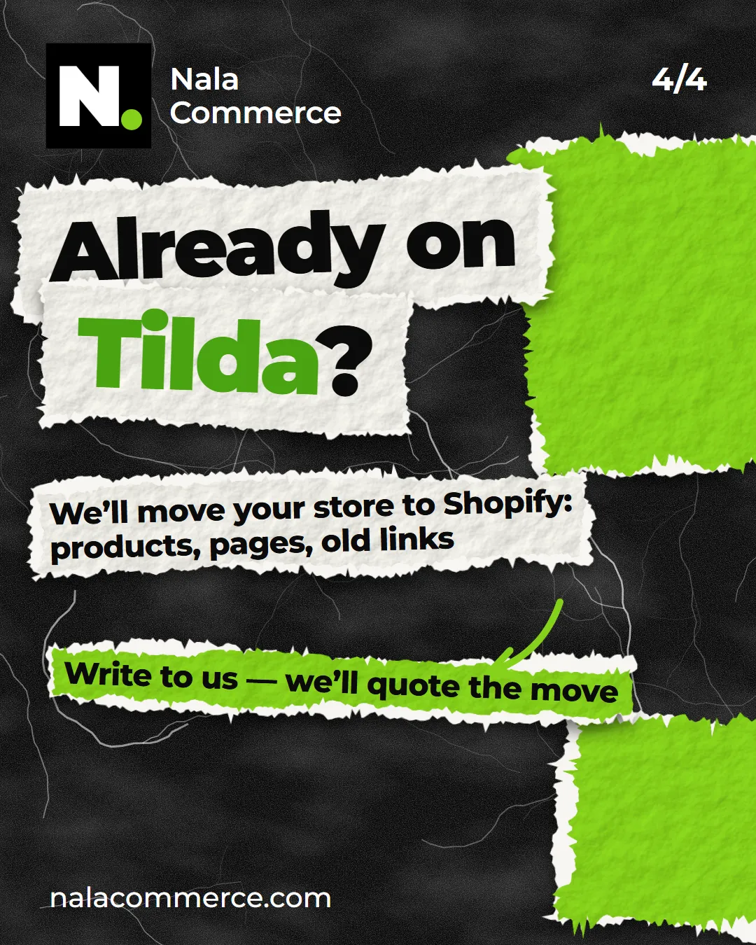 Already on Tilda? We’ll move your store to Shopify
