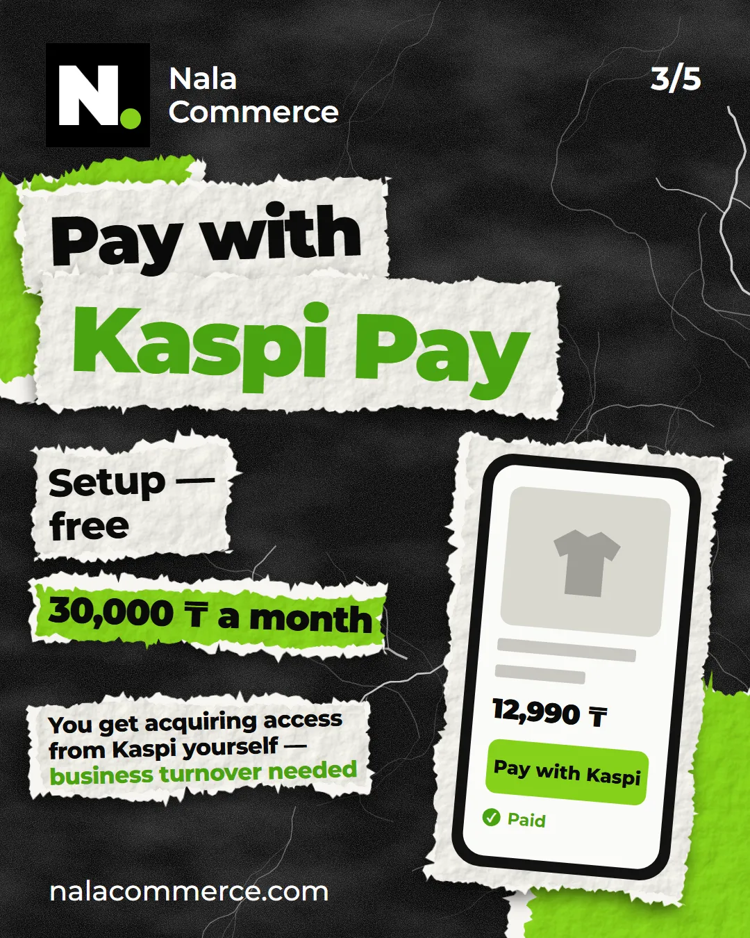 Kaspi Pay: free setup, 30,000 ₸ a month, you get access from Kaspi yourself